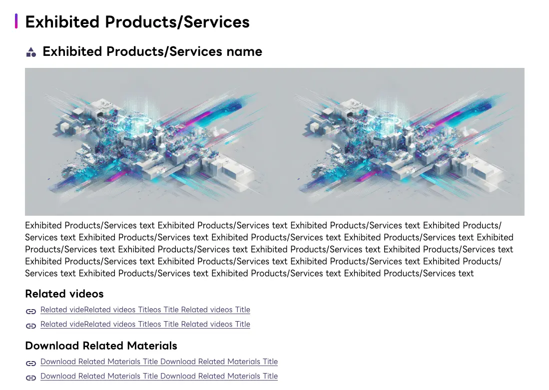Exhibitor page Exhibited Products/Services section