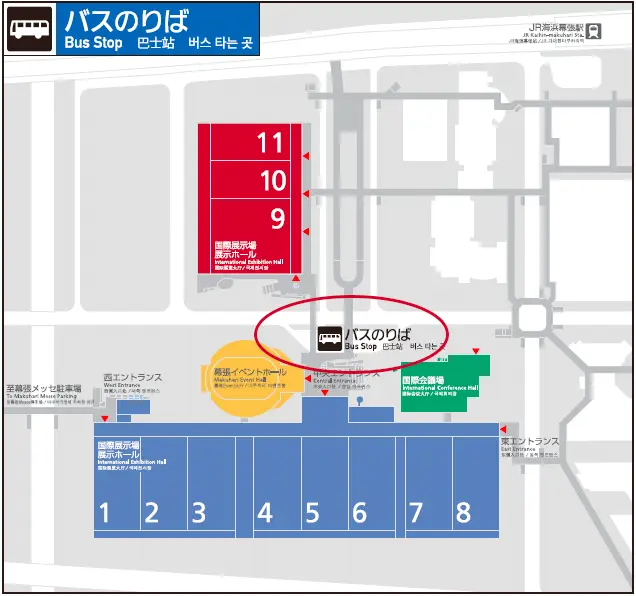 Location of Makuhari Messe Central bus stop map